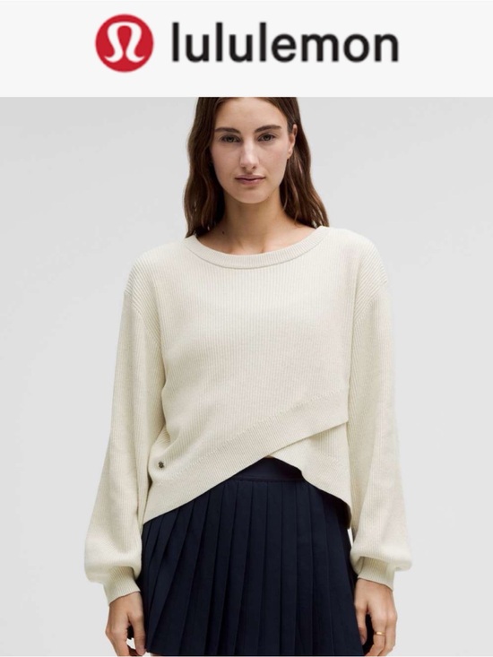 lululemon athletica Sweaters - LULULEMON REVERSIBLE CROSSOVER WHITE OPAL SWEATER RIBBED KNIT PULLOVER SIZE 10